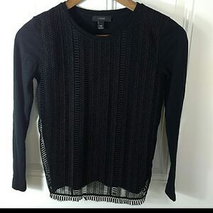 J crew lace front black long sleeve t-shirt